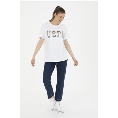 Kadın Beyaz Basic Bisiklet Yaka Tişört