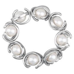 Браслет Юпитер (Майорка белая 14мм; покрытие античное серебро) 20см, Есть комплект