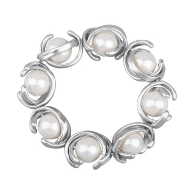 Браслет Юпитер (Майорка белая 14мм; покрытие античное серебро) 20см, Есть комплект