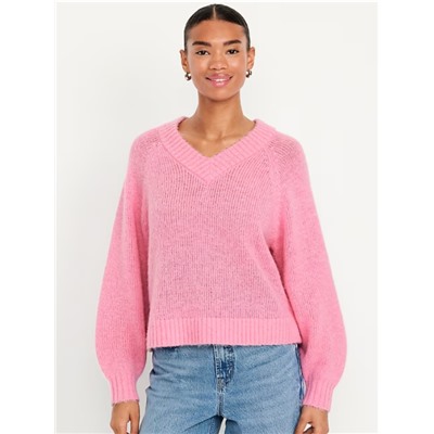 Cozy Cropped V-Neck Sweater