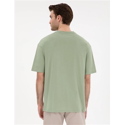 Yeşil Comfort Fit Basic Tişört
