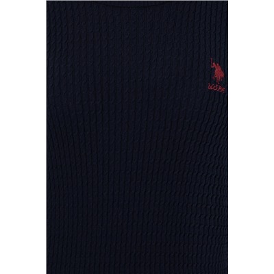 Kadın Lacivert  Bisiklet Yaka Basic Kazak