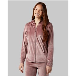 WOMEN'S SOFT VELOUR HOODED FULL-ZIP