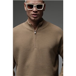 Свитер с замком коричневый