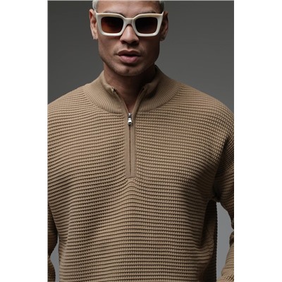 Свитер с замком коричневый