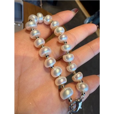 Жемчужный набор из 3-х предметов бусы+браслет+серьги