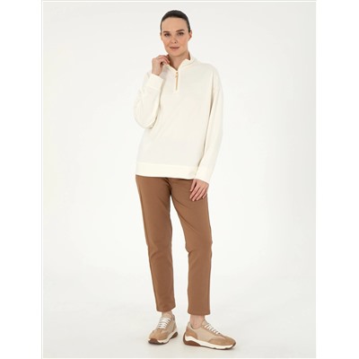 Ekru Regular Fit Modal Kumaş Sweatshirt