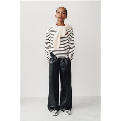 FAUX LEATHER TROUSERS WITH BOWS