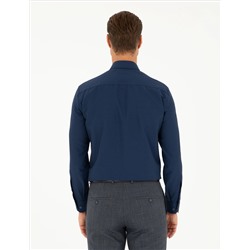 Lacivert Slim Fit Uzun Kollu Gömlek