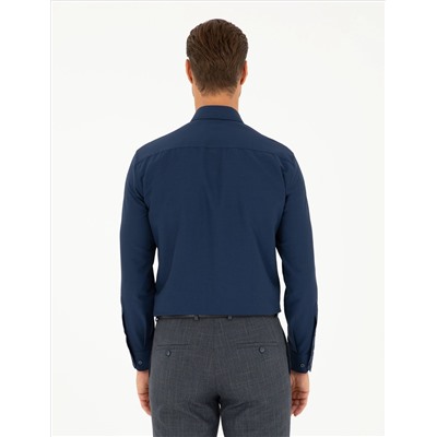 Lacivert Slim Fit Uzun Kollu Gömlek