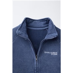 WASHED-EFFECT ZIP-UP SWEATSHIRT