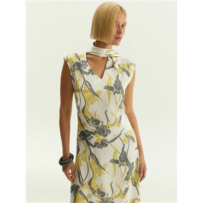 Платье миди из 100% вискозы с цветочным принтом, PL1740/narcis