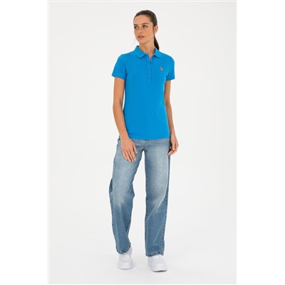 Kadın Saks Basic Polo Yaka Tişört