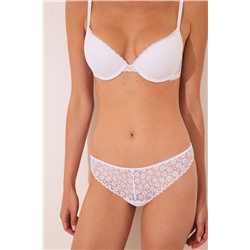 Tanga encaje floral blanco