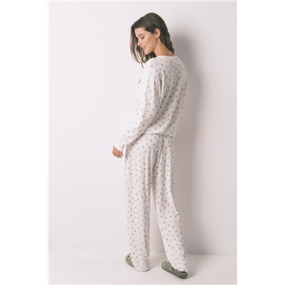 Pijama largo 100% algodón canalé Mafalda
