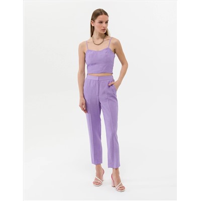 Mor Crop Top Kolsuz Bluz