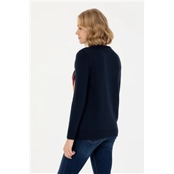 Kadın Lacivert Balıkçı Yaka Kazak