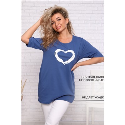 Футболка 785 удлиненная с рисунком сердце и карманами НАТАЛИ #981294