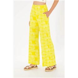 Kadın Neon Sarı Örme Pantolon