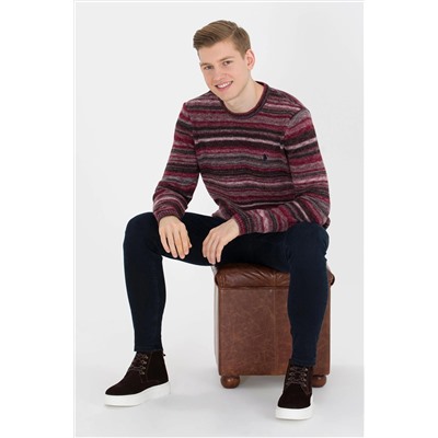 Erkek Vişne Bisiklet Yaka Triko Kazak