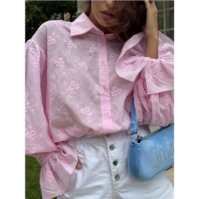 Женская рубашка с манжетами-воланами