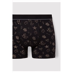 Mavi Baskılı Siyah Boxer 092449-85585