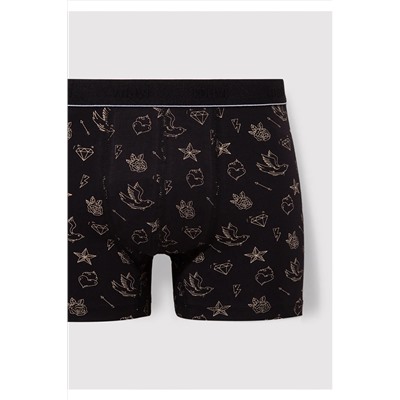 Mavi Baskılı Siyah Boxer 092449-85585