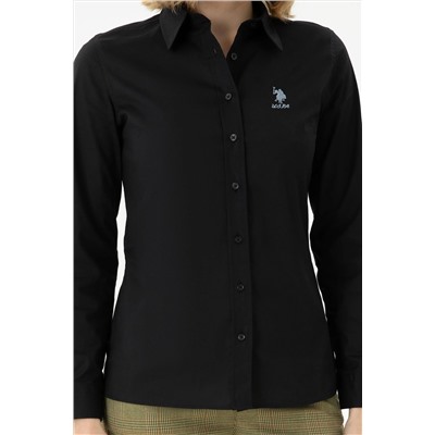 Kadın Siyah Uzun Kollu Basic Gömlek