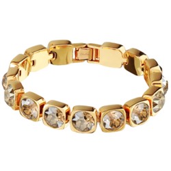 Браслет Теннис (кристаллы SW шампань 8мм; покрытие золото) 17-19см, Есть комплект