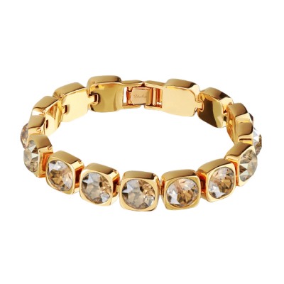 Браслет Теннис (кристаллы SW шампань 8мм; покрытие золото) 17-19см, Есть комплект