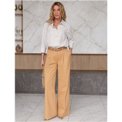Брюки-палаццо из хлопка с защипами
