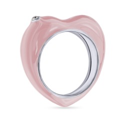 Кольцо Сердцебиение (эмаль розовая; покрытие родий), Есть комплект