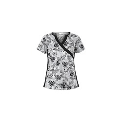 UA Splash Of Love White V-Neck Scrub Top