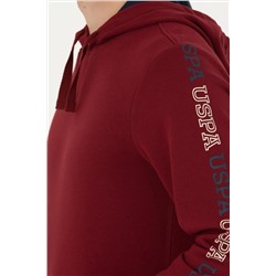 Erkek Bordo Kapüşonlu Sweatshirt