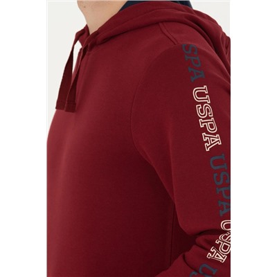 Erkek Bordo Kapüşonlu Sweatshirt