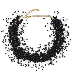 Колье Грозди (Майорка черная 3-7мм, SW черные; покрытие золото) 45-52см, Есть комплект