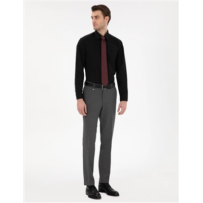 Siyah Slim Fit Uzun Kollu Basic Gömlek