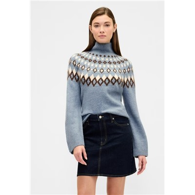 Relaxed Fair Isle Mockneck Sweater
