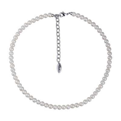 Колье (жемчуг белый 5-6мм; покрытие родий) 38-45см