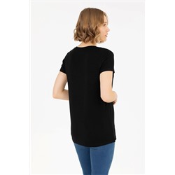 Kadın Siyah V - Yaka Basic Tişört