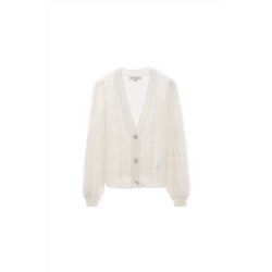 Cárdigan de mohair y lana Crudo