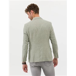 Açık Yeşil Ekstra Slim Fit Keten Karışımlı Blazer Ceket
