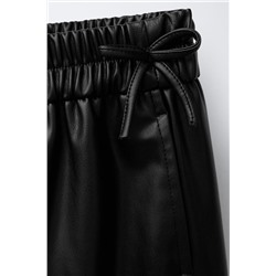 FAUX LEATHER TROUSERS WITH BOWS