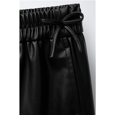 FAUX LEATHER TROUSERS WITH BOWS