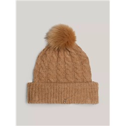 Cable Knit Alpaca-Blend Pom Beanie Women's