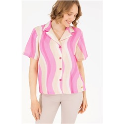 Kadın Pembe Kısa Kollu Gömlek