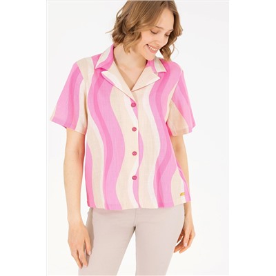 Kadın Pembe Kısa Kollu Gömlek