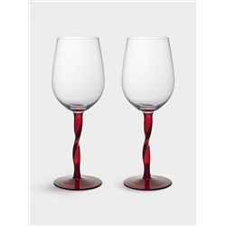 Бокал для вина, 540 мл, 2 шт, стекло, красная ножка, Villalago