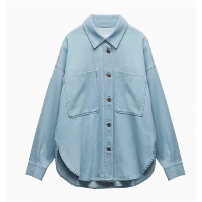 Джинсовая куртка с лацканами и накладными карманами  ZAR*A