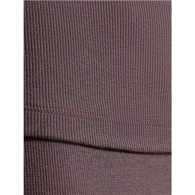 Лонгслив облегающий из фактурного трикотажа в рубчик с круглым вырезом на пуговицах